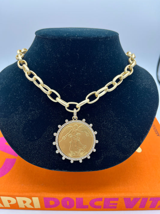 Angel Statement Coin Necklace
